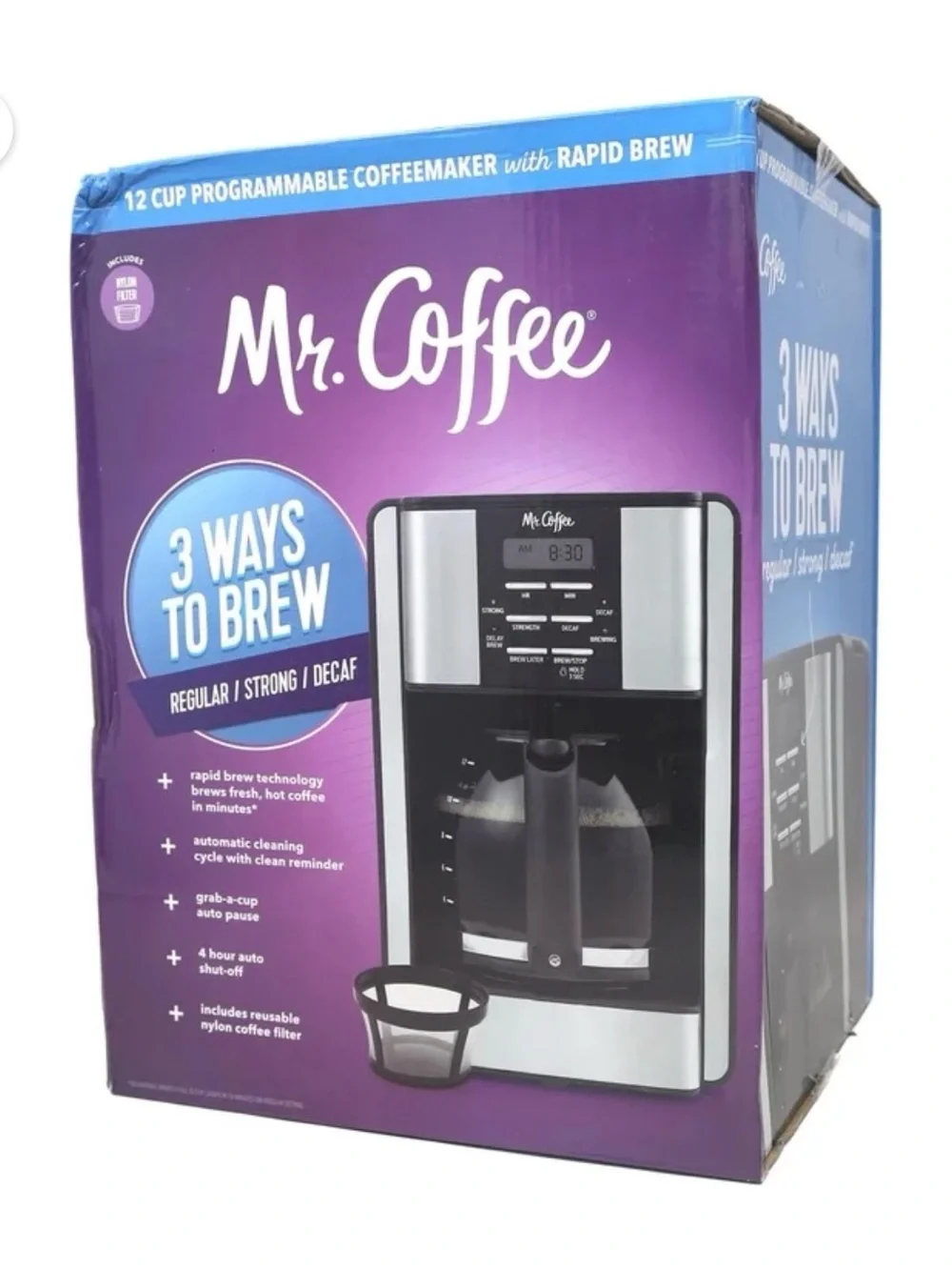 Mr. Coffee Black 3 Way to Brew, Stainless 12-Cup Programmable Coffee Maker